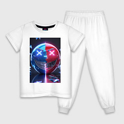 Пижама хлопковая детская Смайлик твоего настроения, цвет: белый