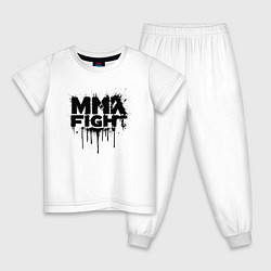 Пижама хлопковая детская MMA боец черной краской, цвет: белый
