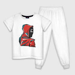 Пижама хлопковая детская Охрана из игры в кальмара, цвет: белый