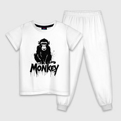 Детская пижама Черная обезьяна с надписью
