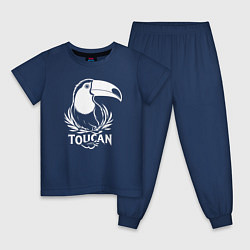 Пижама хлопковая детская Тукан в лавровом венке, цвет: тёмно-синий