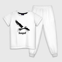 Пижама хлопковая детская Чайка черной краской, цвет: белый