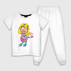 Пижама хлопковая детская Роковая блондинка, цвет: белый
