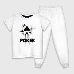 Пижама хлопковая детская Покер туз пик, цвет: белый