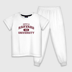 Пижама хлопковая детская Harvard, цвет: белый