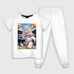 Пижама хлопковая детская Зажигательный танец черлидера, цвет: белый