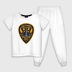 Пижама хлопковая детская Gotham city police, цвет: белый