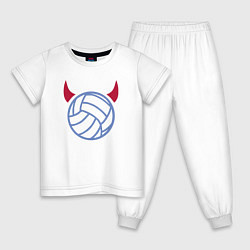 Пижама хлопковая детская Volleyball devil, цвет: белый