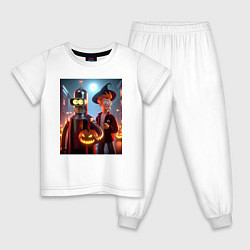 Детская пижама Бендер и Фрай в шляпе - ночь на хэллоуин