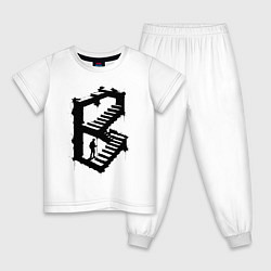 Пижама хлопковая детская Лестница иллюзий, цвет: белый