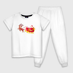 Детская пижама Упряжка оленей с дедом морозом