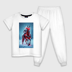 Детская пижама Кибер-Санта: всадник на красной лошади