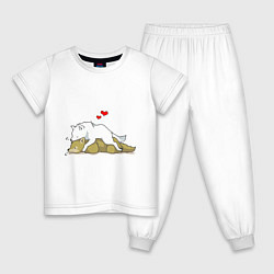 Пижама хлопковая детская Волчья любовь, цвет: белый