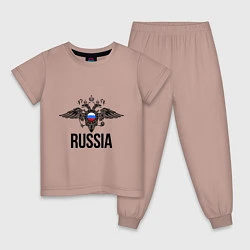 Пижама хлопковая детская Russia, цвет: пыльно-розовый
