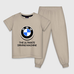 Пижама хлопковая детская BMW Driving Machine, цвет: миндальный