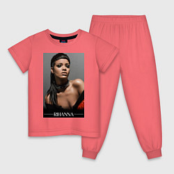 Пижама хлопковая детская Rihanna: portrait, цвет: коралловый