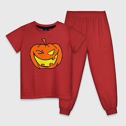 Пижама хлопковая детская Подмигивающая тыква, цвет: красный