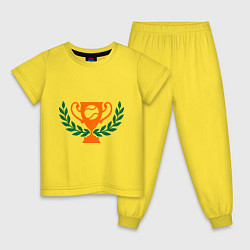 Пижама хлопковая детская Чемпион по теннису, цвет: желтый