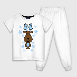 Детская пижама Милый олень и снежинки