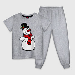 Пижама хлопковая детская Весёлый снеговик, цвет: меланж