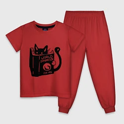 Пижама хлопковая детская Кот с книгой, цвет: красный