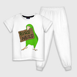 Пижама хлопковая детская Bird Nerd, цвет: белый