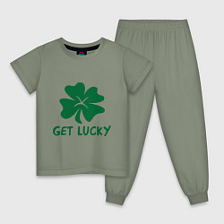 Пижама хлопковая детская Get lucky, цвет: авокадо