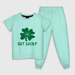 Пижама хлопковая детская Get lucky, цвет: мятный