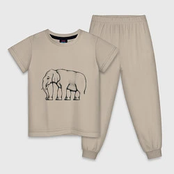Пижама хлопковая детская Сколько ног у слона, цвет: миндальный