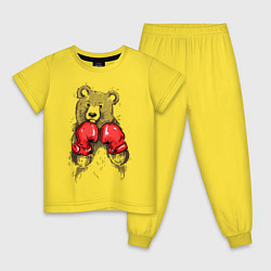 Пижама хлопковая детская Bear Boxing, цвет: желтый