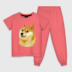 Пижама хлопковая детская Doge цвета коралловый — фото 1