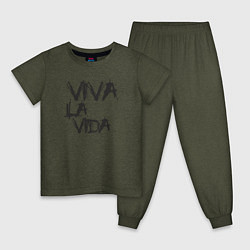 Пижама хлопковая детская Viva La Vida, цвет: меланж-хаки
