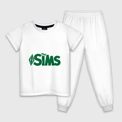 Пижама хлопковая детская Sims, цвет: белый