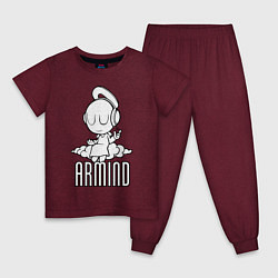 Пижама хлопковая детская Armind, цвет: меланж-бордовый