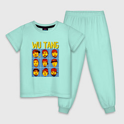 Пижама хлопковая детская Wu-Tang Clan Faces цвета мятный — фото 1