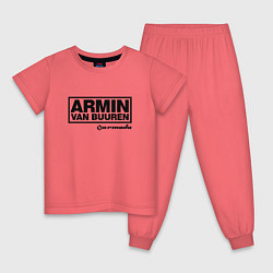 Пижама хлопковая детская Armin van Buuren, цвет: коралловый