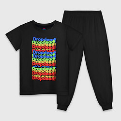 Пижама хлопковая детская DropDead надписи, цвет: черный