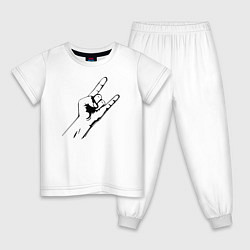 Пижама хлопковая детская It's Metal, цвет: белый