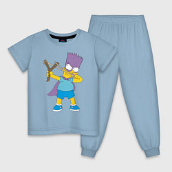 Пижама хлопковая детская Бартмен, цвет: мягкое небо