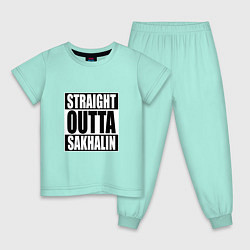 Пижама хлопковая детская Straight Outta Sakhalin, цвет: мятный