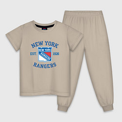 Пижама хлопковая детская New York Rengers, цвет: миндальный