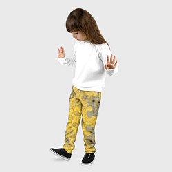Брюки детские Коллекция Фрактальная мозаика Желтый на черном 573, цвет: 3D-принт — фото 2