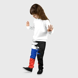 Брюки детские Российский триколор на темном фоне, цвет: 3D-принт — фото 2