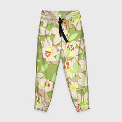 Детские брюки Нежные цветы - лилии: цветной паттерн