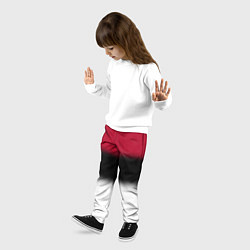 Брюки детские Размытый полосатый узор черный красный белый, цвет: 3D-принт — фото 2