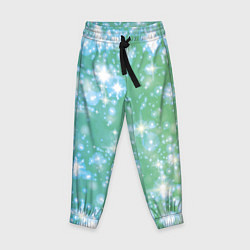 Детские брюки Сияющие серебряные блестки на зелено-голубом фоне