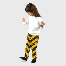 Брюки детские WARNING - желто-черные полосы, цвет: 3D-принт — фото 2