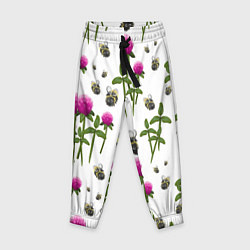 Брюки детские Клевер и пчёлки - паттерн, цвет: 3D-принт