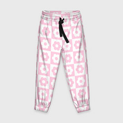 Брюки детские Pink flower checkers, цвет: 3D-принт