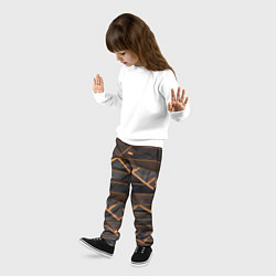 Брюки детские Объёмные оранжевые линии и серые фигуры, цвет: 3D-принт — фото 2